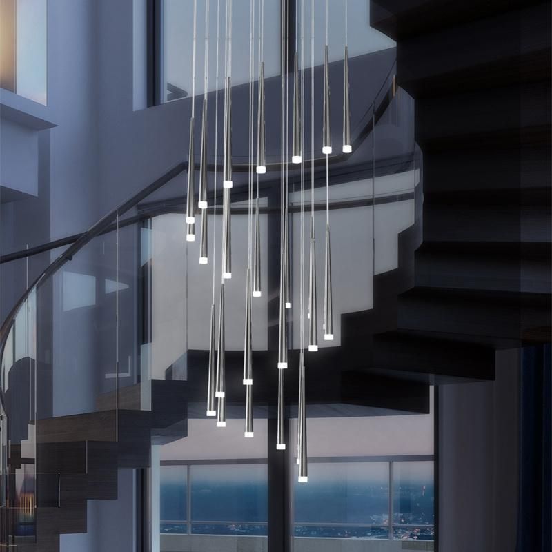 Creative Staircase Revolving Duplex Building Chandelier Long Chandelier Pendant Lamp