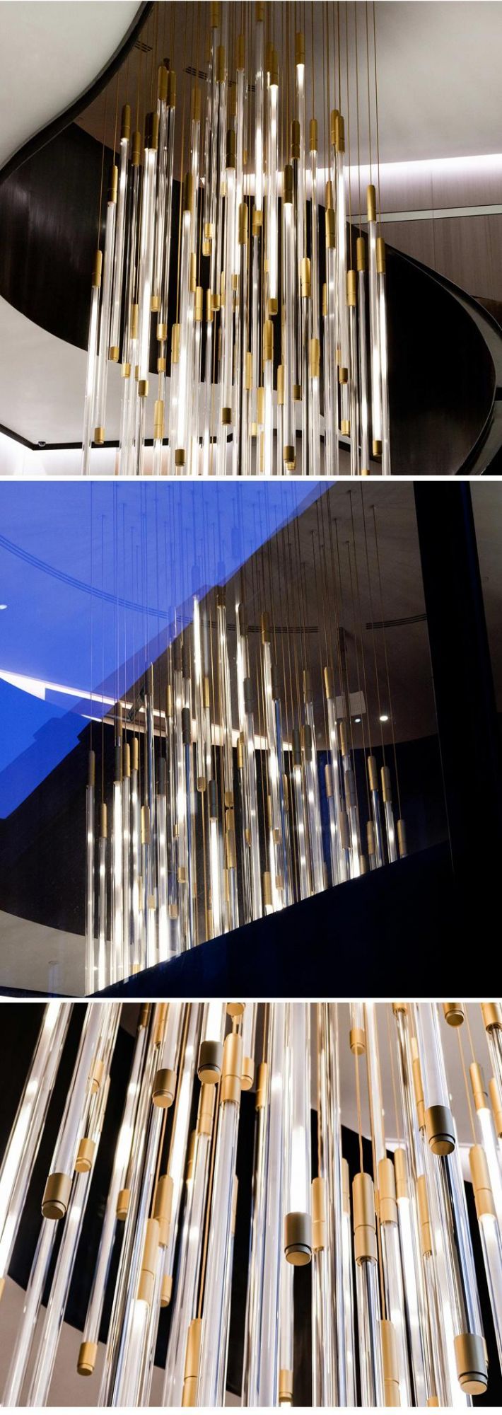 Hot Sale Large Custom Light Emitting Tube Long Stair Pendant Light