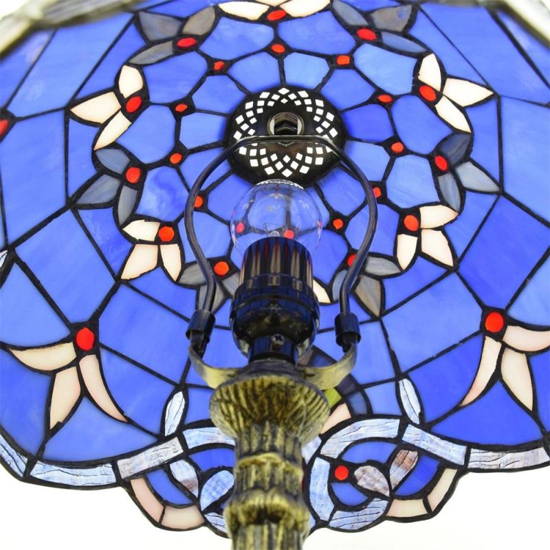 European Mediterranean Creative Blue Baroque American Retro Tiffany Stained Glass Table Lamp