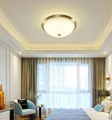 Gold Decorative Indoor Flush Mount Light Fixture Ceiling Light with White Glass Shade for Bedroom