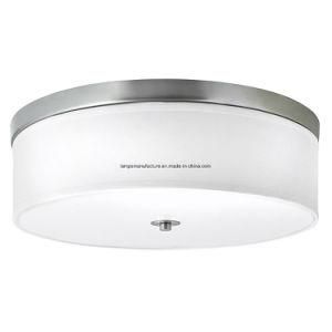 16&quot; Ceiling Light with Brushed Nickel Finish &amp; Linen Drum Diffuser