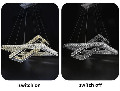 Modern LED Crystal Lighting Pendant Lamp Hanging Light for Bedroom Square Shape Decorative