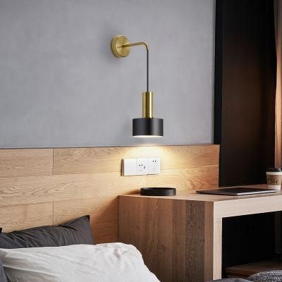 Nordic Brass Light Luxury Bedside Lamp Modern Living Room Bedroom Wall Lamp