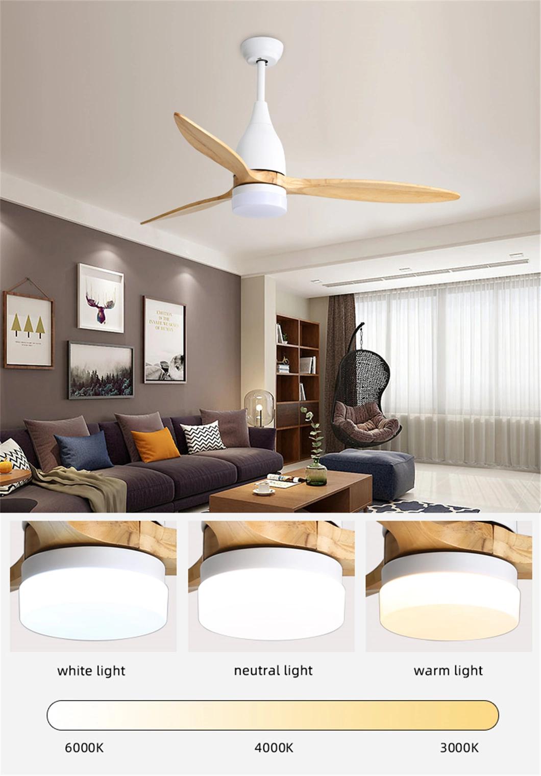 Energy Saving 3 Fan Speed Solid Wood Blades Ceiling Light LED with Fan