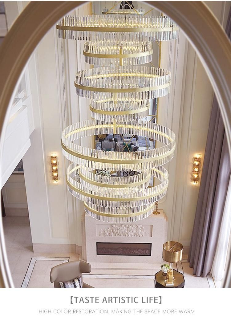 Custom Crystal Crystal Ring LED Pendant Light for Bedroom Dining Room