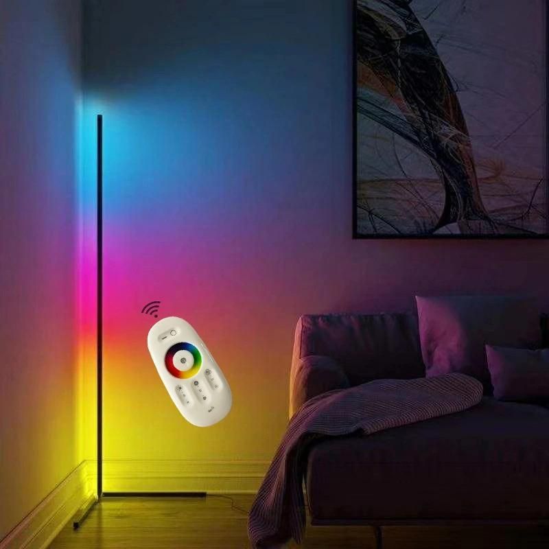 Modern Minimalist Remote RGB Color Changing Floor Light Aluminum Simple Bedroom Tude LED Standing Floor Lamp 20W