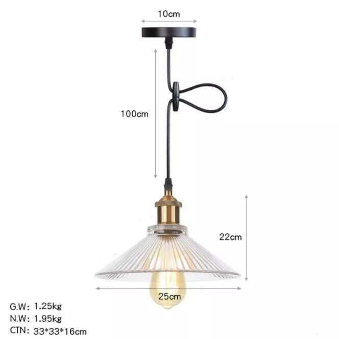 High Quality Nordic Transparent Glass Vintage Pendant Lamp E27 Decorative Hanging Lighting