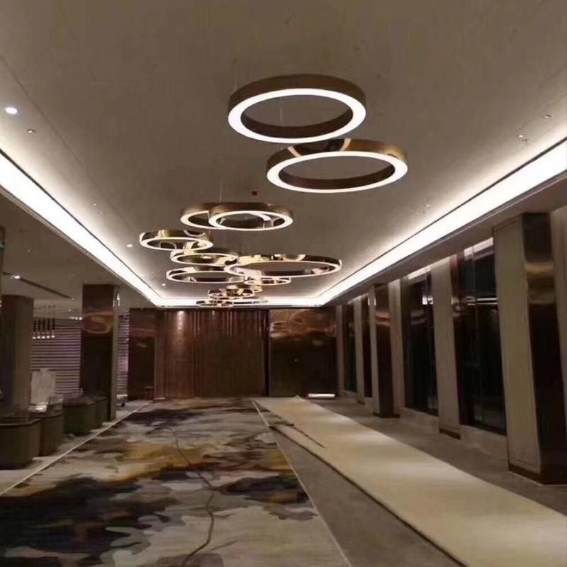 2022 Selling Customize High Ceiling Golden LED Pendant Lamp Luxury Lampara Circles Project Lights Chandelier