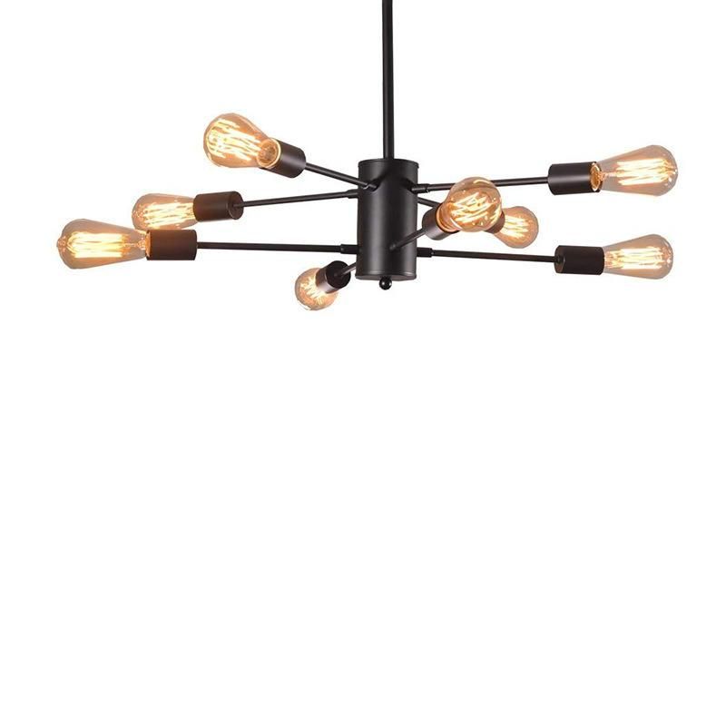 Industrial Style Retro Chandelier Black Iron Branch Straight Bar Vintage Lamp (WH-VP-109)