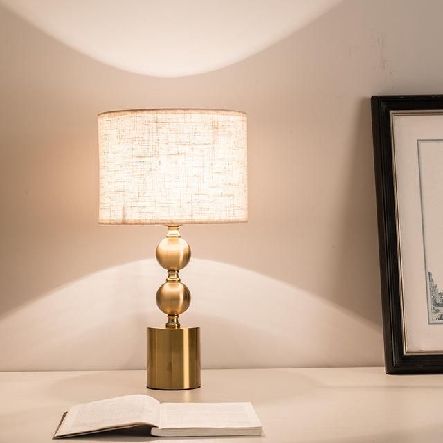 Design Lamp Modern Simple Golden Bedroom Model Room Villa Room Lamp Metal Cloth Lamp Luxury Lamp