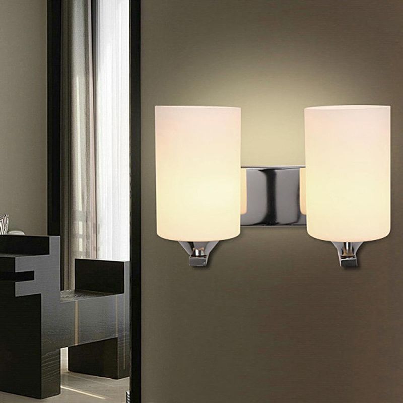 Double Black Iron Glass Mounted Lamp Silver Wall Lamp Wall Sconce Bedroom Wall Lights