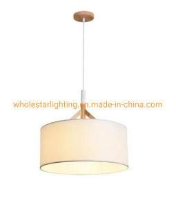 Fabric Shade Pendant Lamp with Wood Top (WHP-4188)