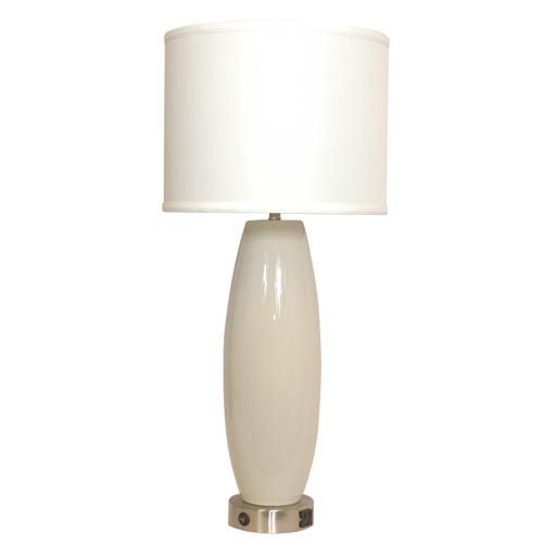 Stain Nickel Metal Base and Ceramic Lamp Body Table Lamp.