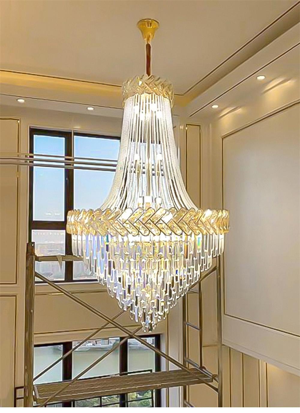 Modern Crystal Chandelier Lighting High Quality Gold LED Hanging Lamp for Living Room Bedroom Staircase Indoor Lighting