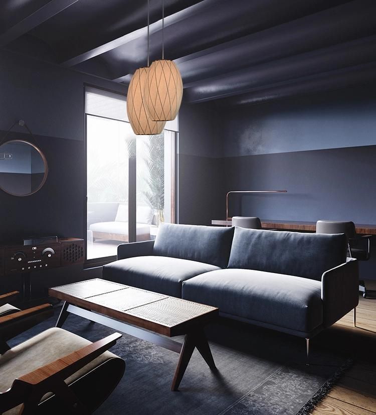 Chinese Customized Luxury Modern Foyer Dining Room Silk Pendant Lamp Drum Shade Hanging Light