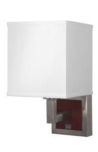 Square Hotel Single Wall Lamp with Red Wood Base