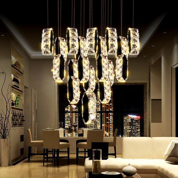 Indoor Living Room Ceiling 3 Ring Crystal Lamp Chandelier Emergency Lighting