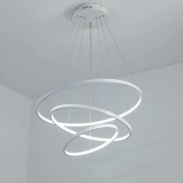 High Quality Modern Three Rings Irregular Pendant Light Metal White Hanging Lamp for Indoor Lighting