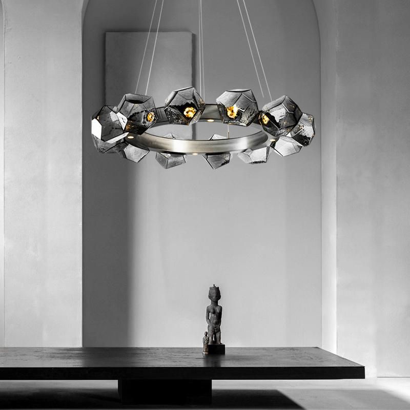 Diamond Floral Round Style Chandelier Crystal Living Room Pendant Lamp