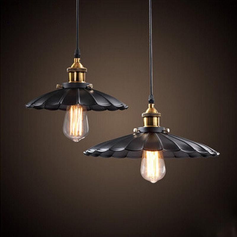 Black Pendant Light with Cord Loft Creative Metal Umbrella Lamp Industrial Plug in Chandelier (WH-VP-59)