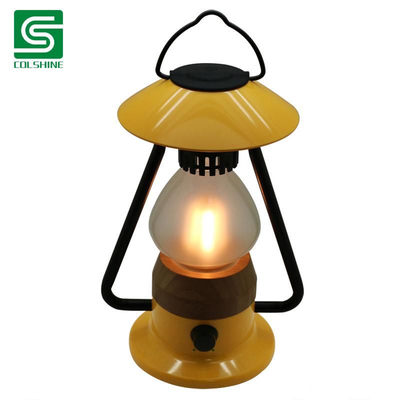Vintage Lantern Table Lamp with USB Charger