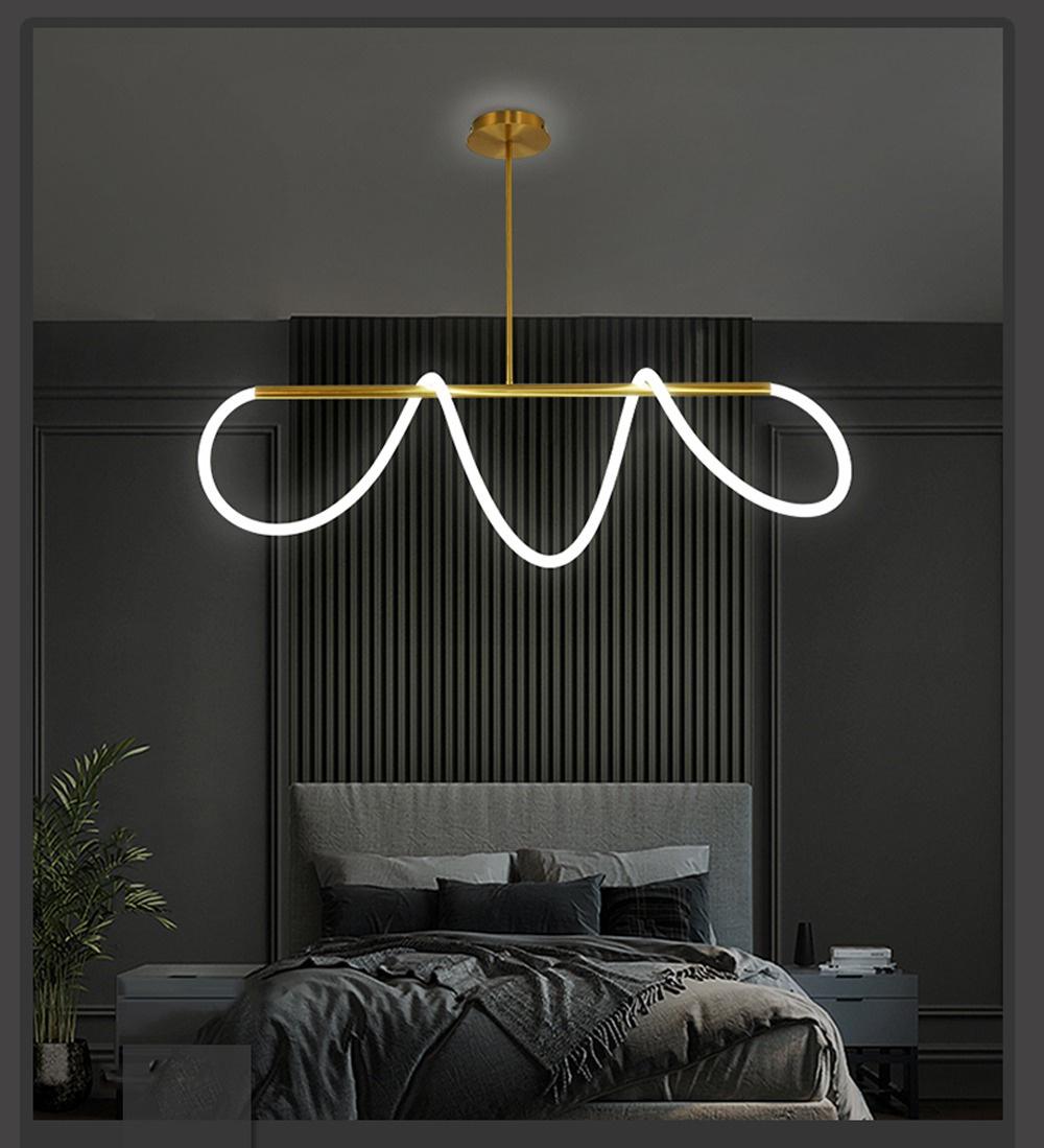 Nordic Postmodern Minimalist Light Luxury Strip Restaurant Chandelier Designer Simple Bar Living Room Line Note Chandelier