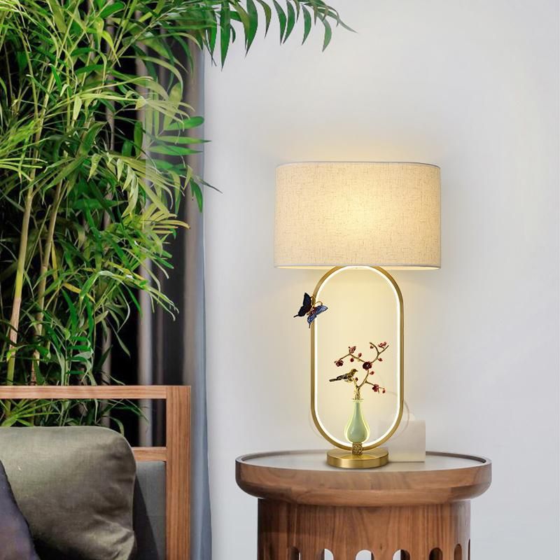 New Chinese Style Floor Lamp All Copper Living Room Bedroom Desk Light