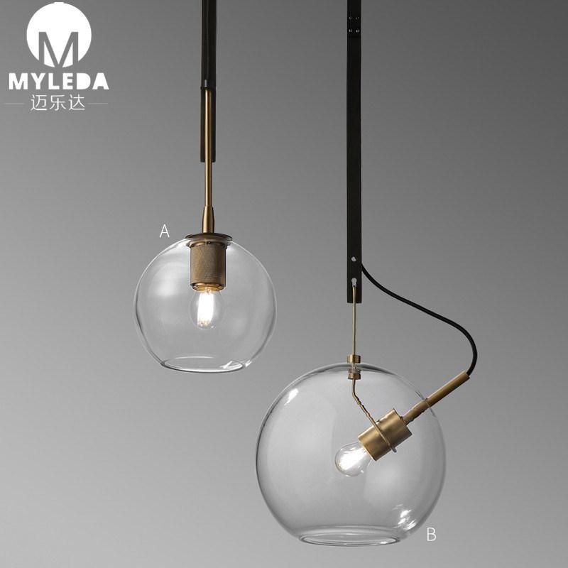 Handmade Clear Hanging Lamps Guestroom Decorative Glass Pendant Light