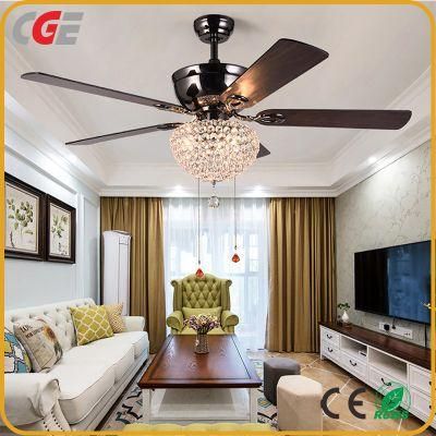 Fancy Hanging Design Crystal 52inch 5blade Silent Decorative Lighting Ceiling Fan with Remote Control Ceiling Fan Lamp