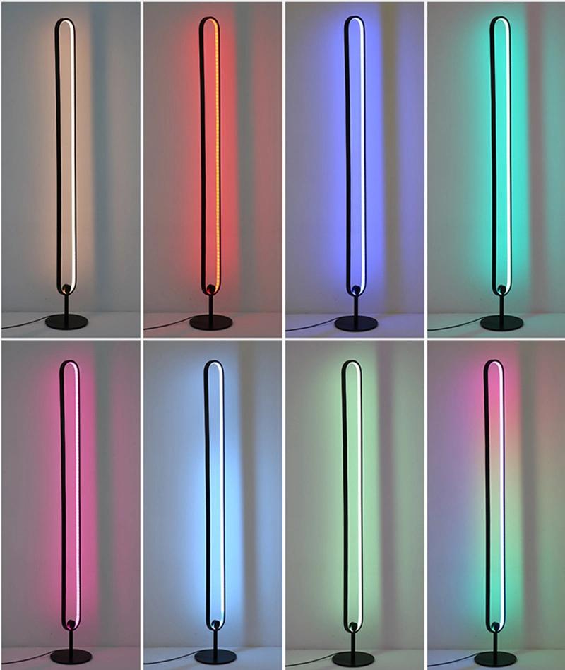 Modern RGB Remote Minimalist LED Floor Lamps Colorful Standing Lamps for Living Room Decor Indoor Bedroom Lamps