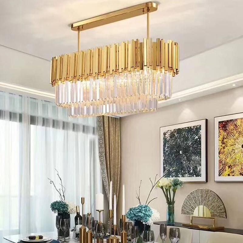 Nordic Living Room Dining Room Round Villa Crystal Chandelier Pendant Lighting