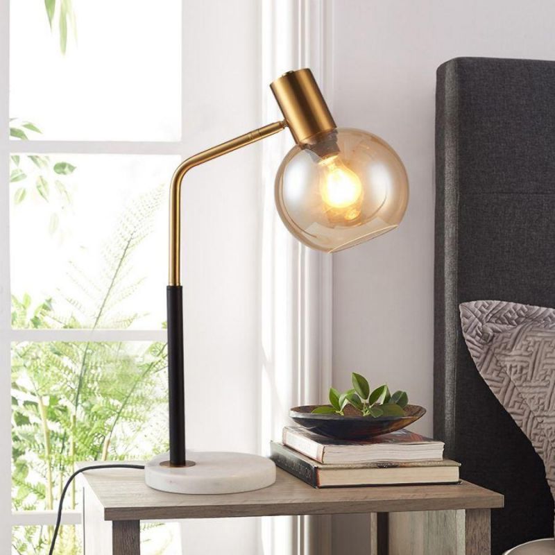 Reading Glass Desk Lamp Amber Glass Table Light Lamp