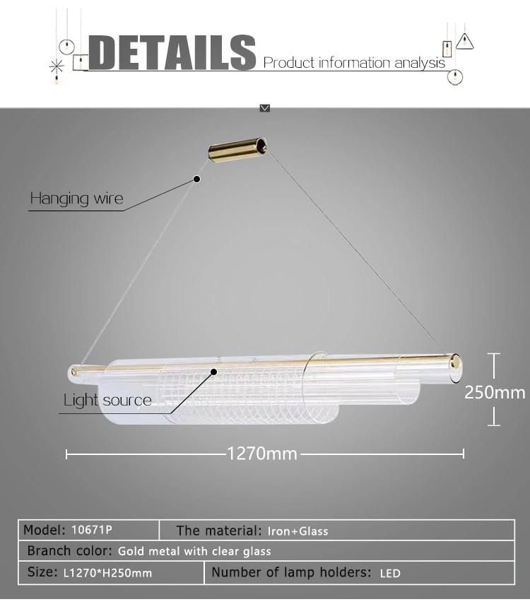 Creative Modern 3 Glass Cylinder Rings Pendant Lamp LED Light