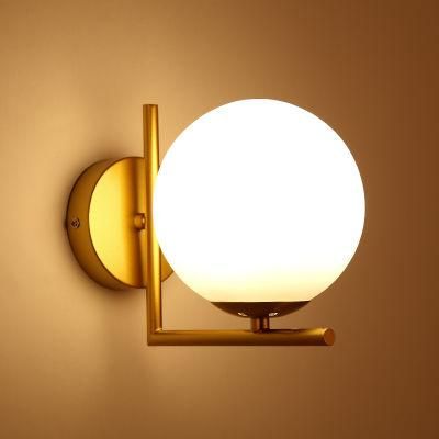 Bedroom Bedside Lamp LED Living Room Background Wall Lamp Nordic Minimalist Staircase Aisle Glass Ball Lamp