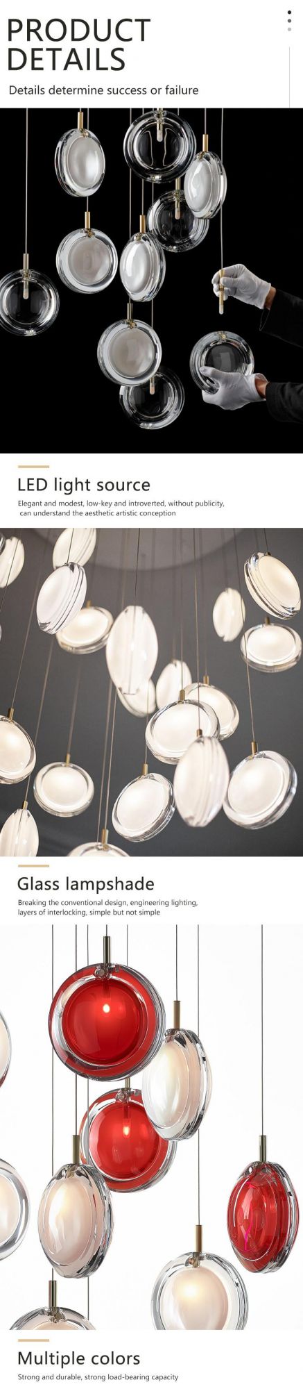 Multiple Color Glass Lamp Decorative Hotel Commercial Banquet Hall Custom Chandelier
