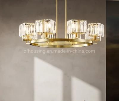 Pure Copper Chandelier LED Pendant Lighting with Glass Lampshade Zf-Cl-026