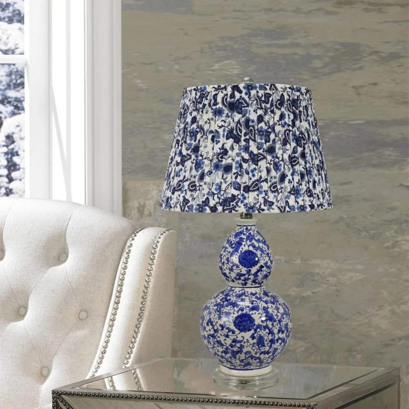 Factory Direct Wholesale Blue Floral Pattern Indoor Lighting Table Lamp Ceramic Lamp Porlain Light