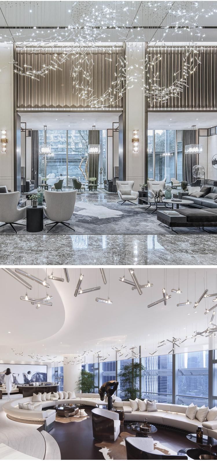 Professional Quality Stairway Villa Hotel Exhibition Big Luxury Glass Stainless Steel LED Chandelier