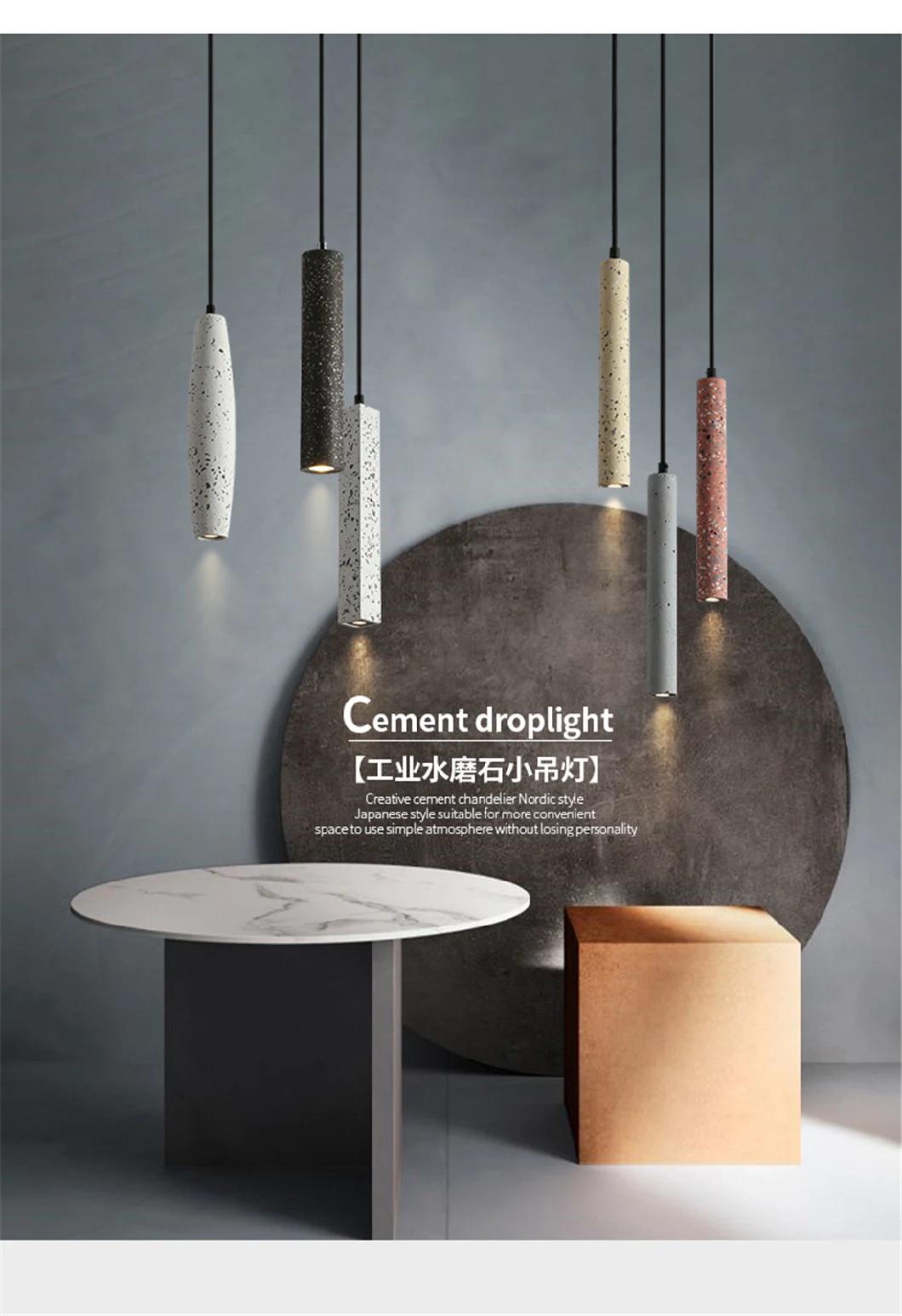 Postmodern Long Pendant Light Industrial Tube Terrazzo Cement Lights for Bar Cafe Loft Concrete pendant Lamp (WH-AP-117)