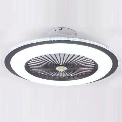 Modern Minimalist Indoor Lighting Round Hidden LED Remote Control Ceiling Fan