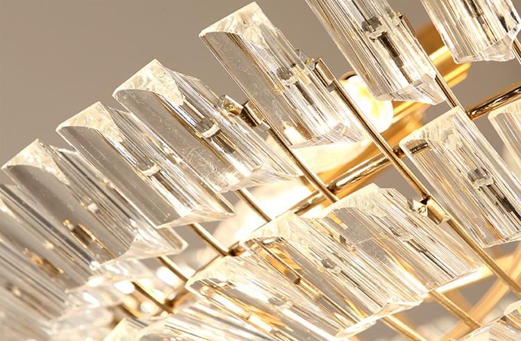 America Style Bowl Shape K9 Crystal and Material Hanging Lamp for Farmhouse, Living Room, Dining Room