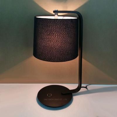 Hotel Decorative Fabric Shade Metal Body Table Light for Guestroom