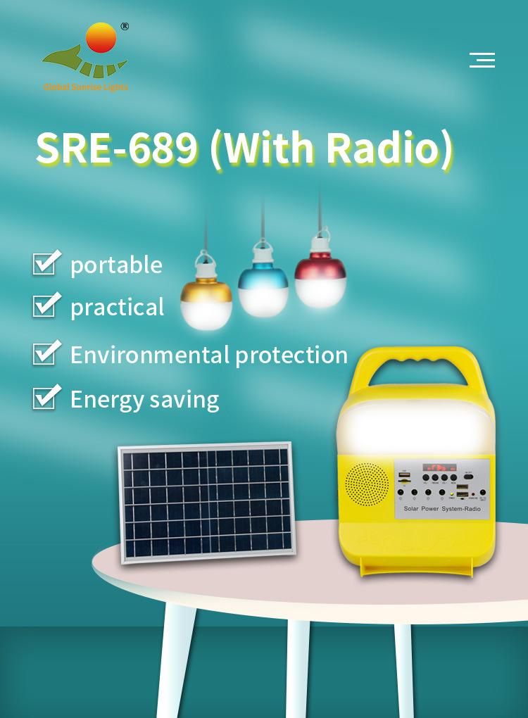 9W Solar panel OEM Order Available Reading LED Pendant Light Solar Min. Power System of Lighting FM Radio Solar Speaker Solar Light