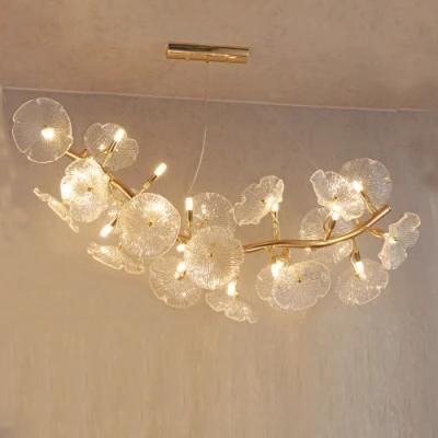 2022 New Modern Designer Sun Flower Glass Chandelier LED Flower-Shaped Dining Room Bedroom Ceiling Light