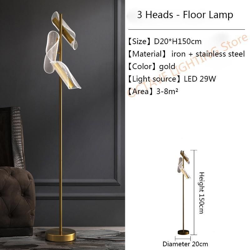 Gold Simple Nordic LED Floor Lamp for Study Living Room Bedroom Decoration Vertical Minimalist LED Floor Lamp (WH-MFL-98)