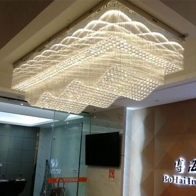 Professional Factory Banquet Hall Villa Department Large Luxury Glass LED Chandelier Ceiling Lamp