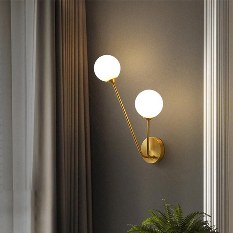 Living Room Bedroom Light Double Head Creative Modern Simple Copper Crystal Wall Lamp