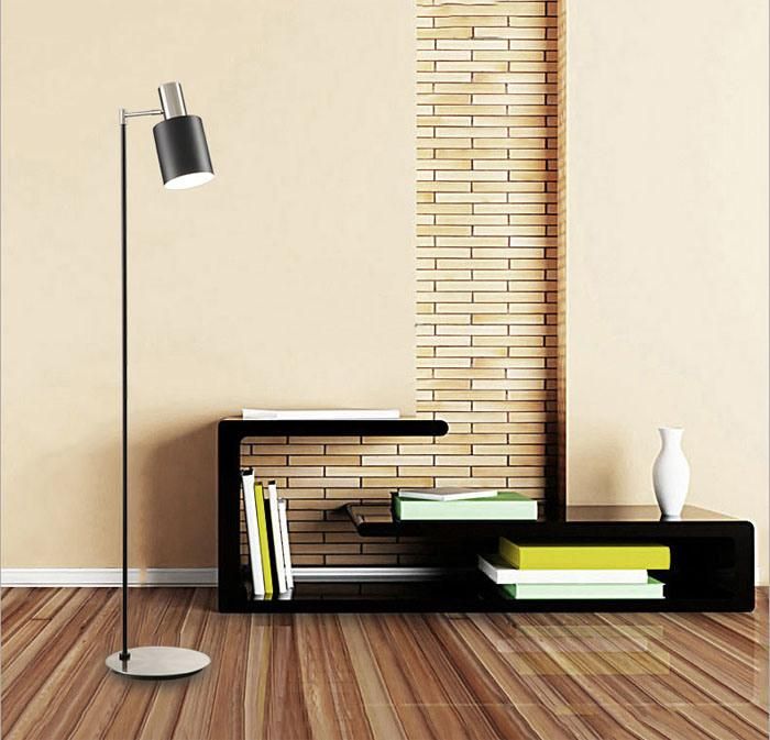 Ce/UL Matt Nickel and Black Modern Indoor Standing Light Floor Lamp for Bedroom / Living Room