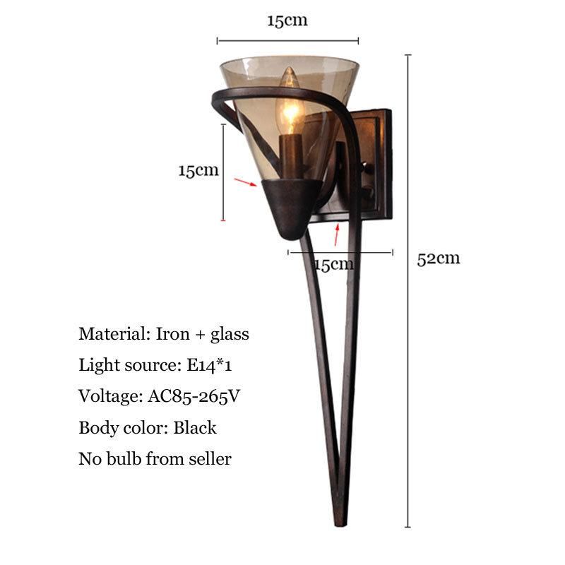 American Style Living Room Glass Lampshade Black Background Wall Lamp (WH-VR-27)