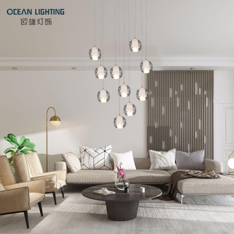 Golden Warm Lighting 3000K Spherical Metal 22*3W Crystal Chandelier Luxury